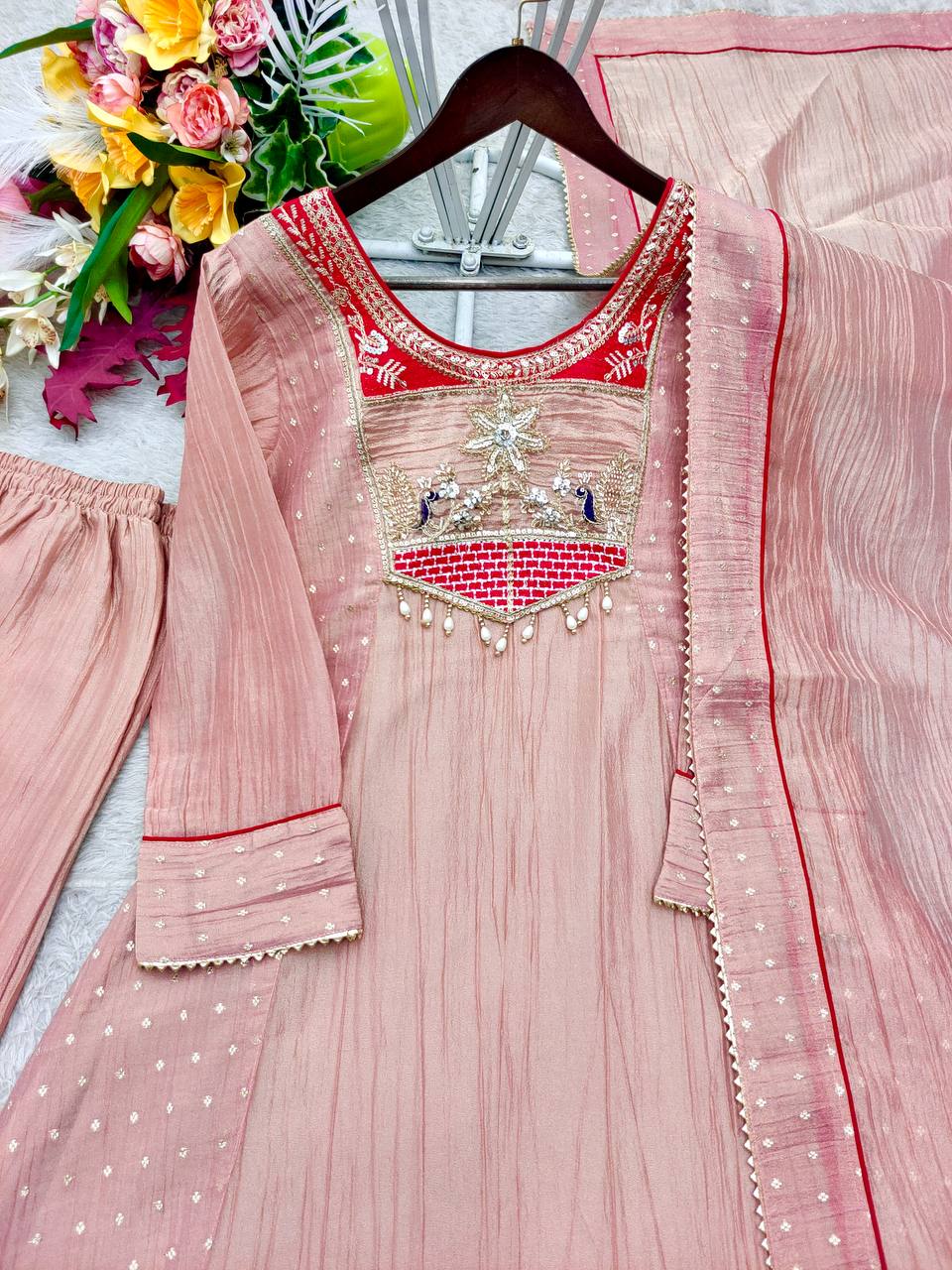 Trending A-Line Cut Salsa Silk Kurta Set