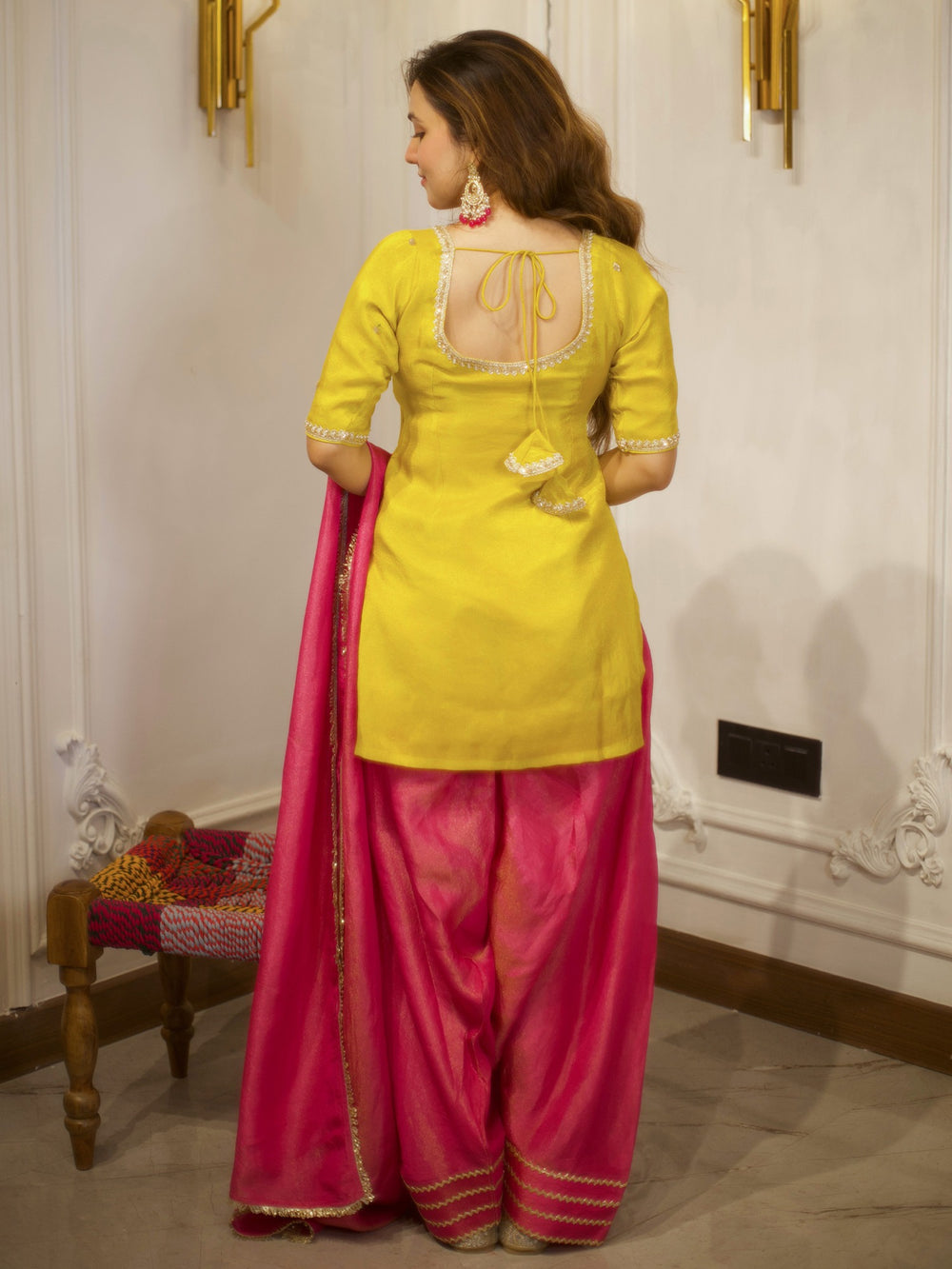 Beautiful Yellow & Pink Patiala Suit
