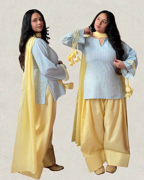 Beautiful ButterYellow Farshi Salwar Suit