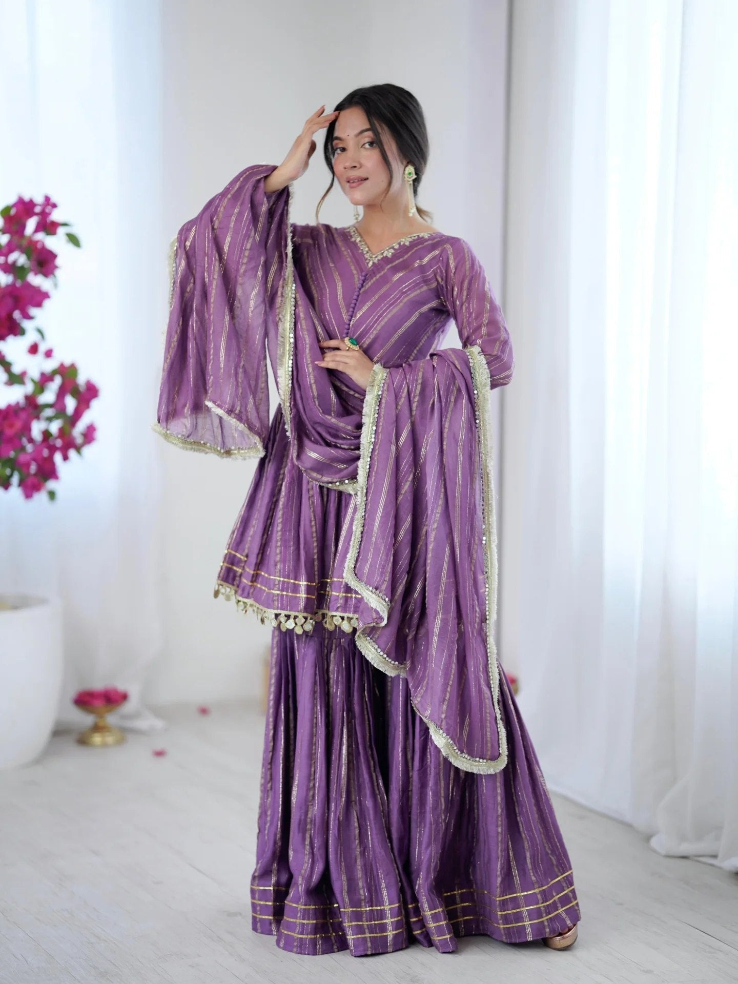 Beautiful Mal Chanderi Sharara Suit Set