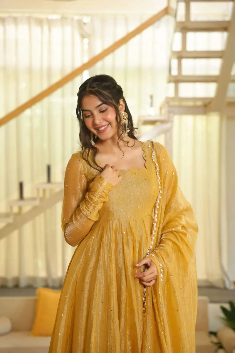 Beautiful Salsa Silk Anarkali Suit Set