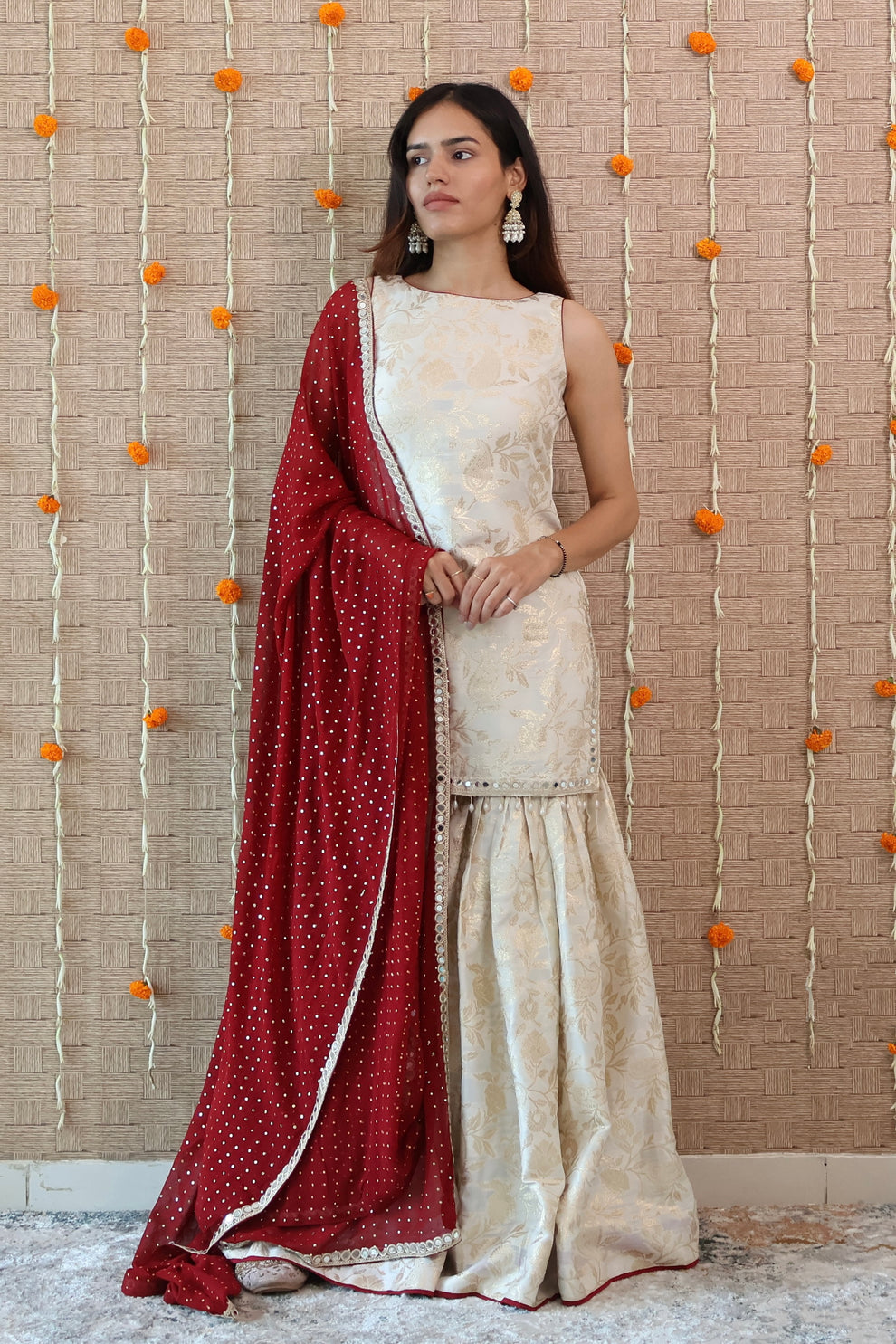 Off-White Banarasi Gharara Set