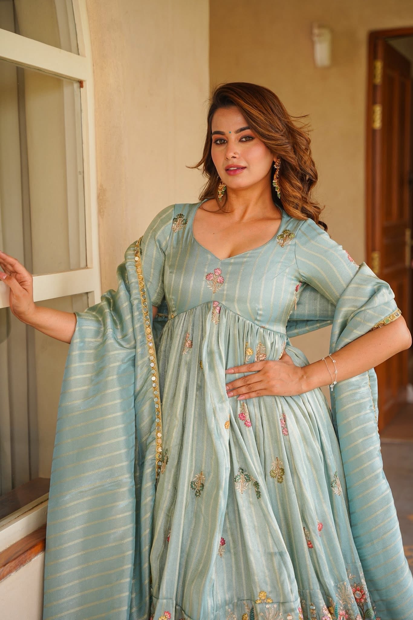 Beautiful Embroidered Anarkali Suit Set