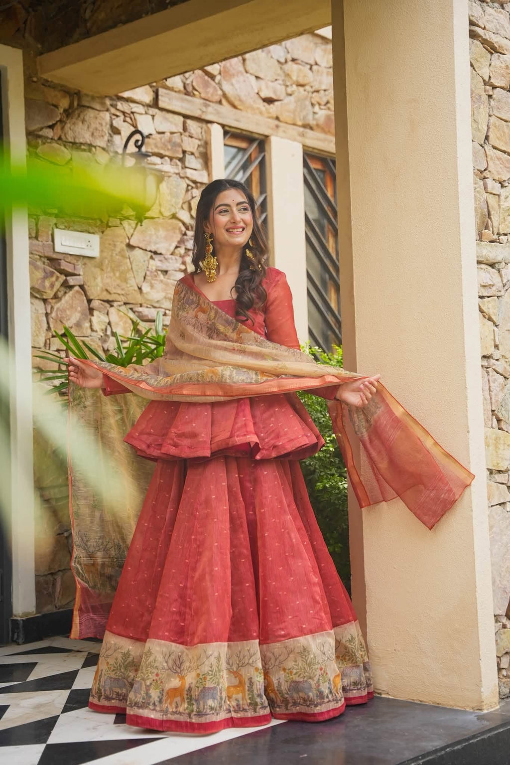 Beautiful Newly Launched Kota Doria Top Sharara Set