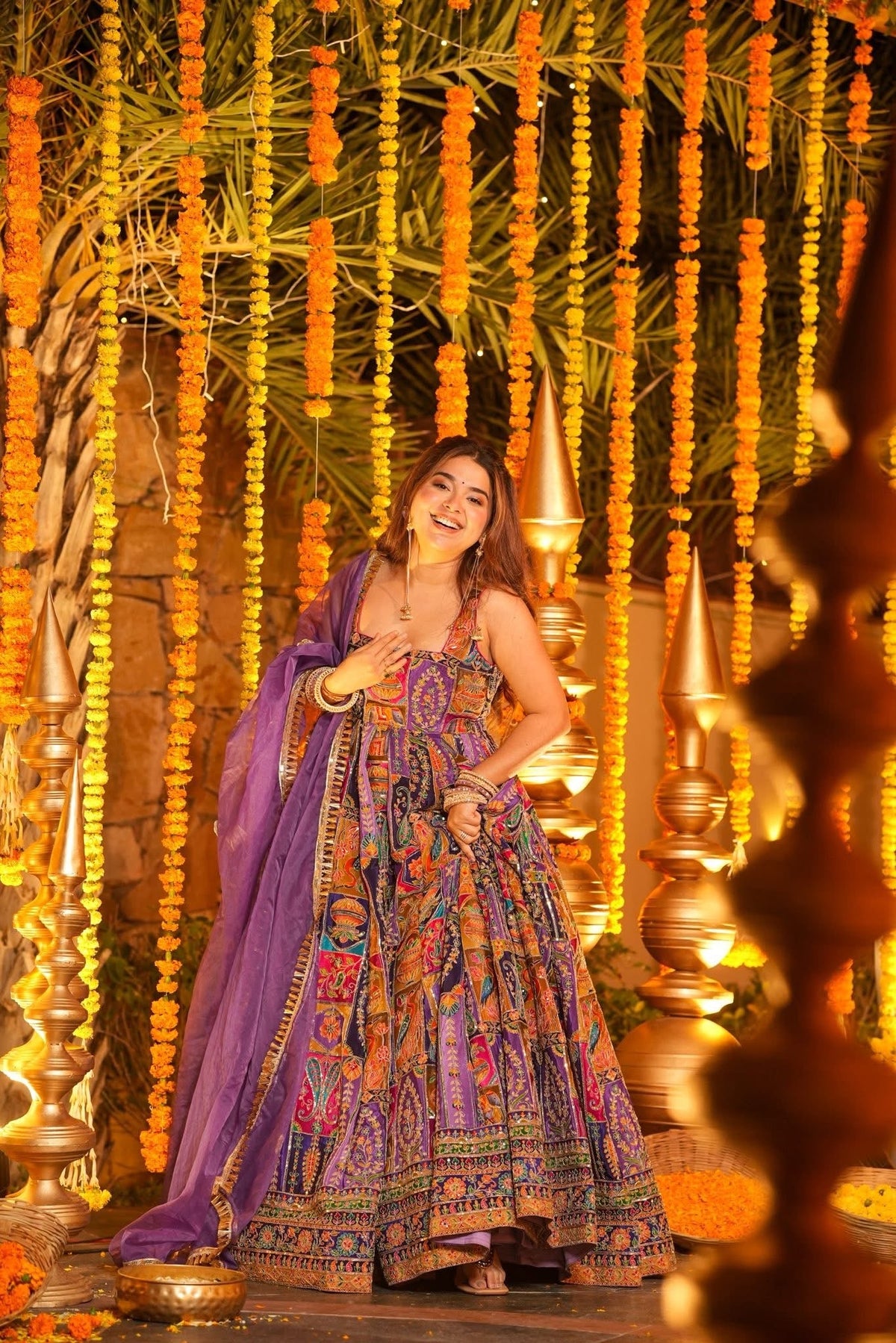 Beautiful Purple Heavy Embroidered Anarkali Suit Set