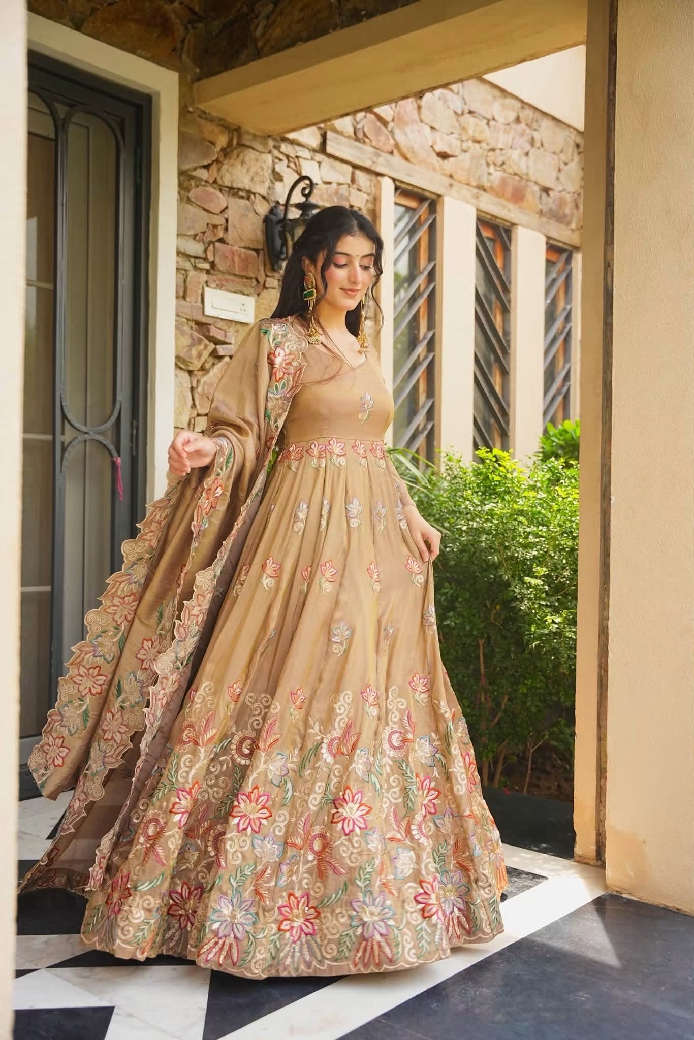 Beautiful Embroidered Cosmos Anarkali Suit Set