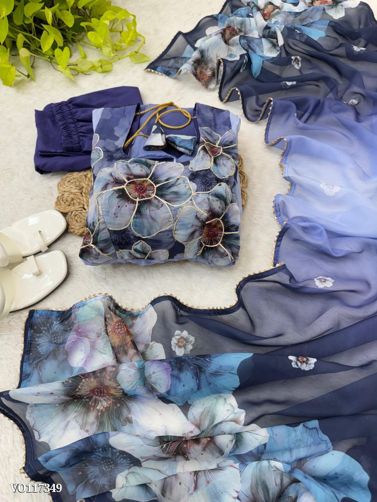 Beautiful Floral Prined Anarkali Suit Set