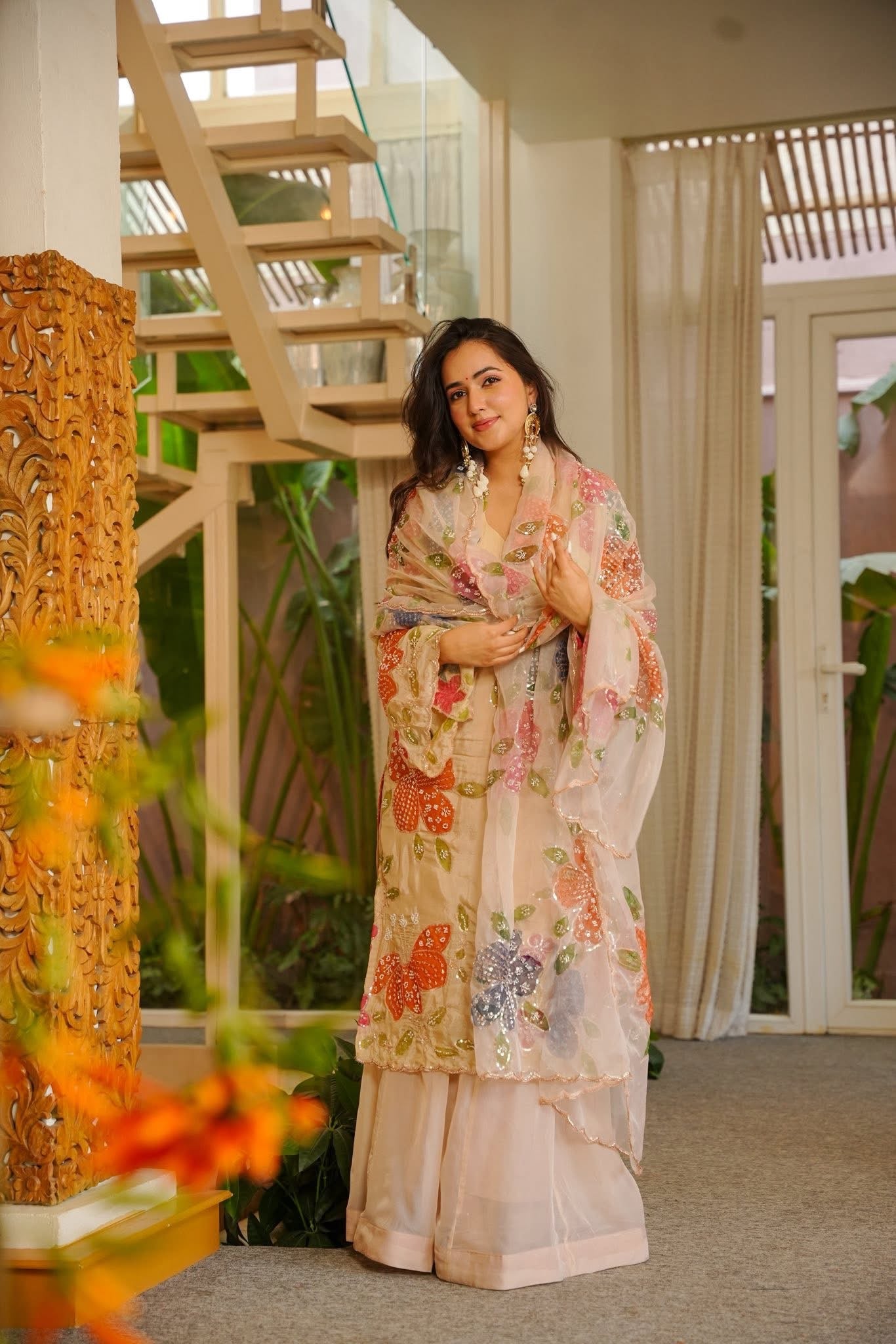Beautiful Floral Printed and Sequence Work kurta Set