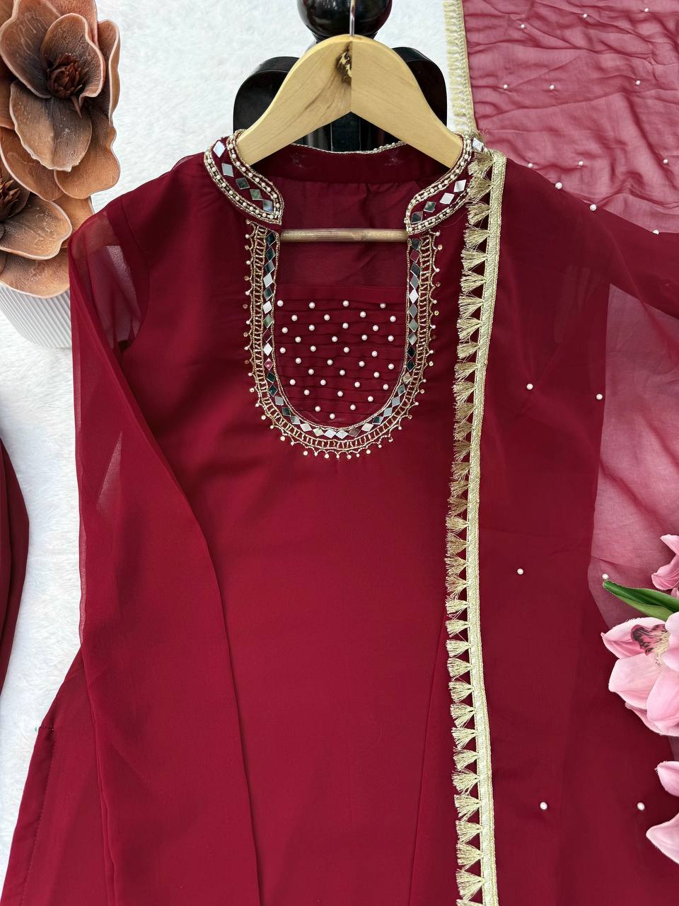 Premium Faux Georgette Kurta Plazzo Set