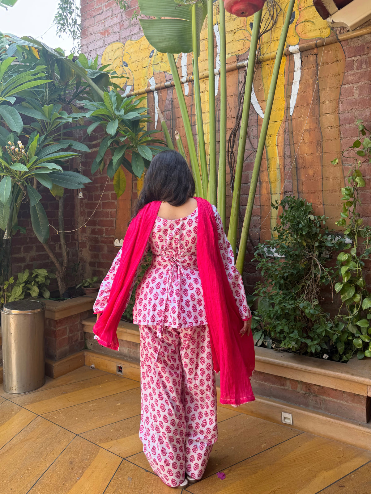 Beautiful Pink Cotton Farshi Salwar Suit