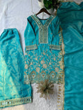Beautiful Cosmos Silk Kurta Plazzo Set