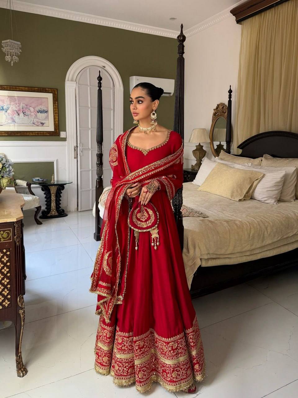 Beautiful Embroidered karwachauth Special Anarkali Suit