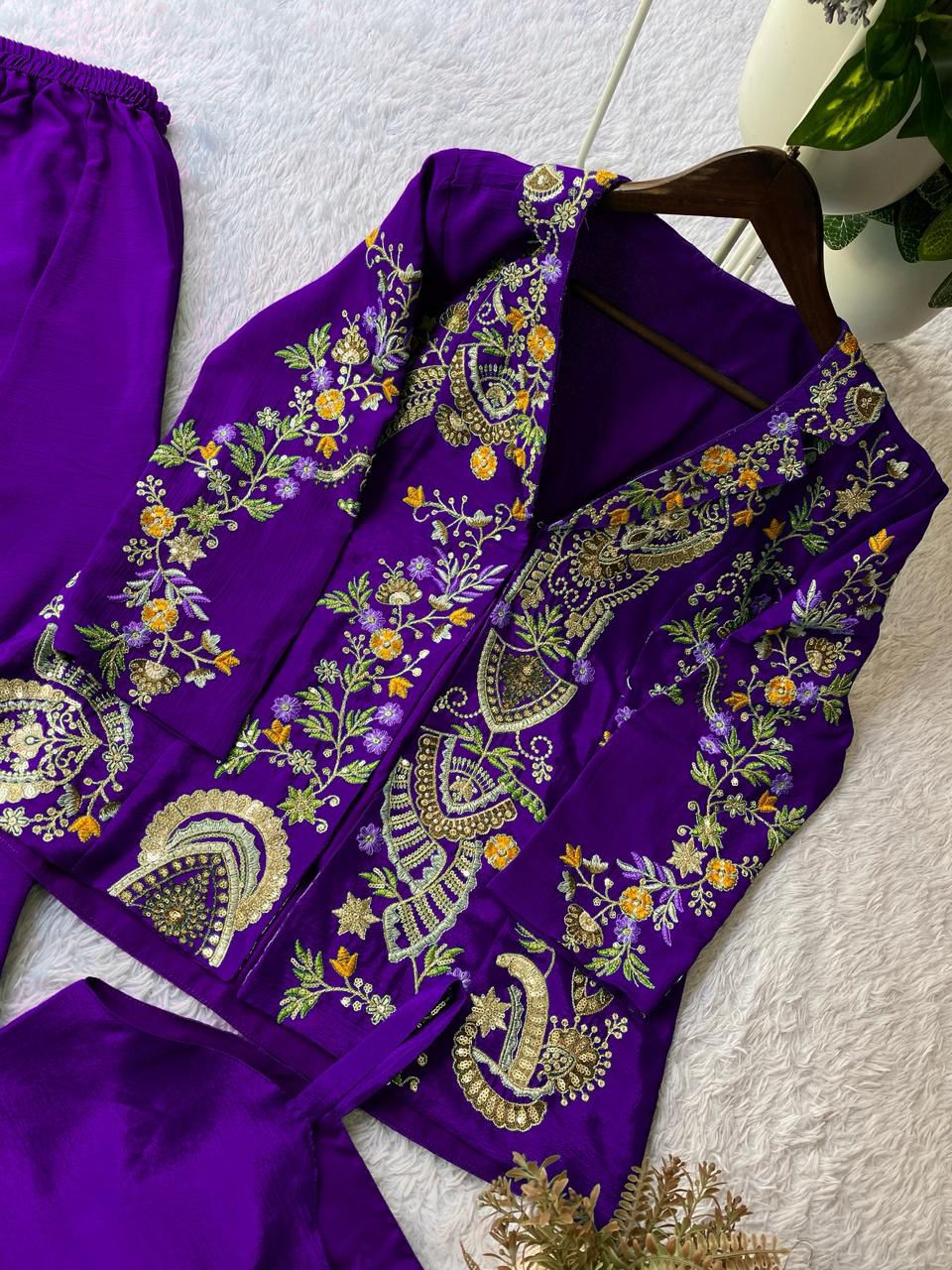 Designer 3 Piece Plazzo Top Jacket Set