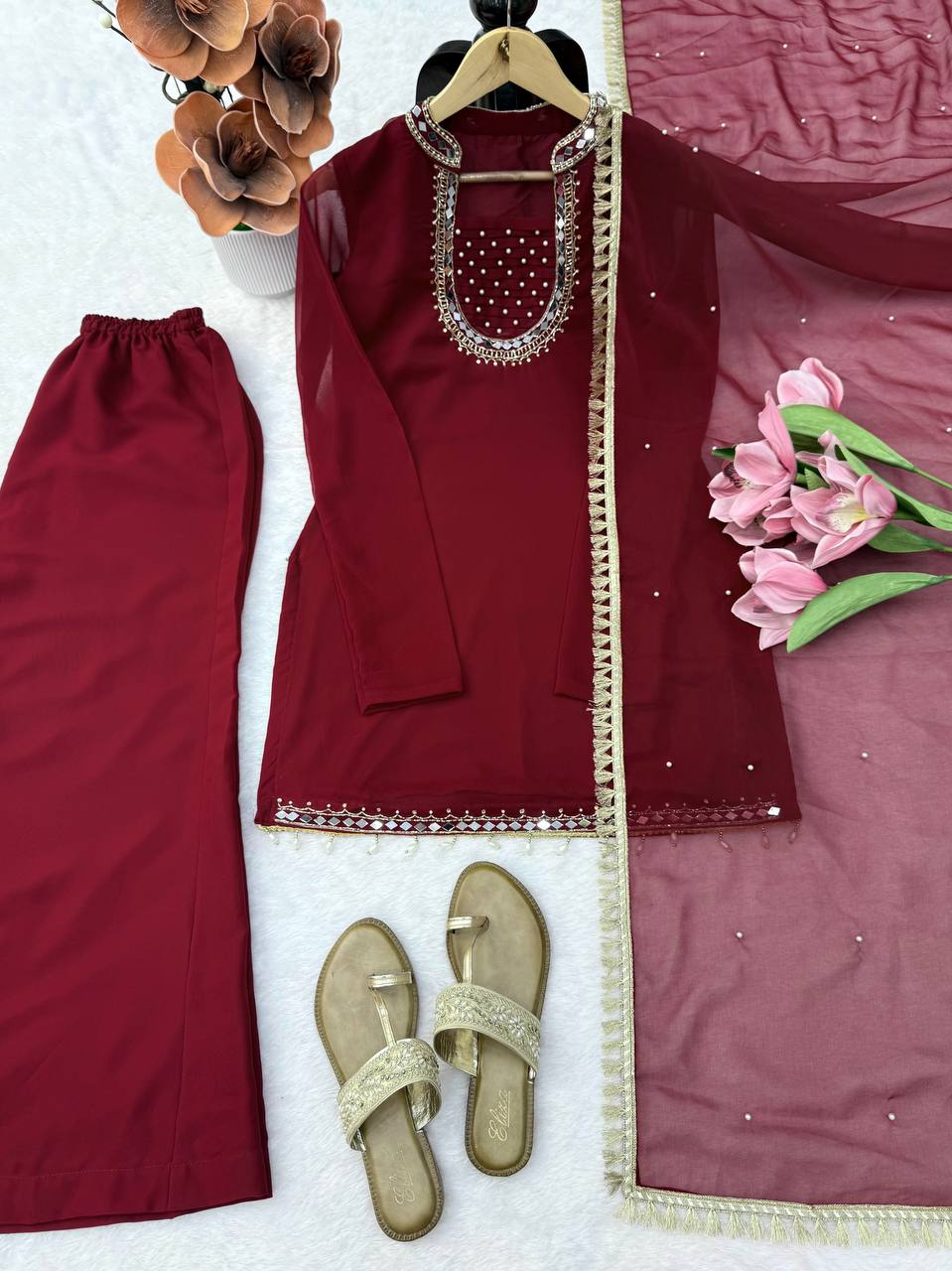 Premium Faux Georgette Kurta Plazzo Set