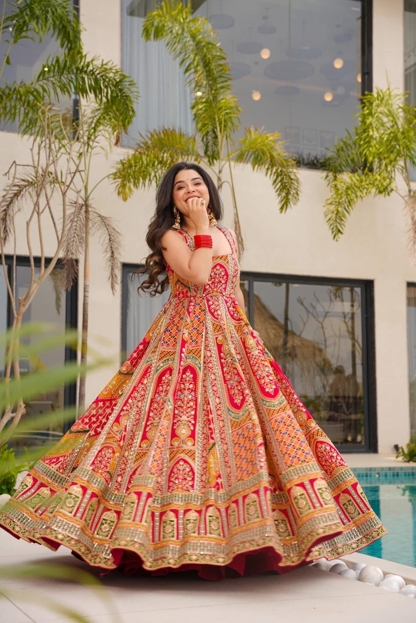 Traditional Heavy Embroidered & Sequence Work Anarkali Gown Set