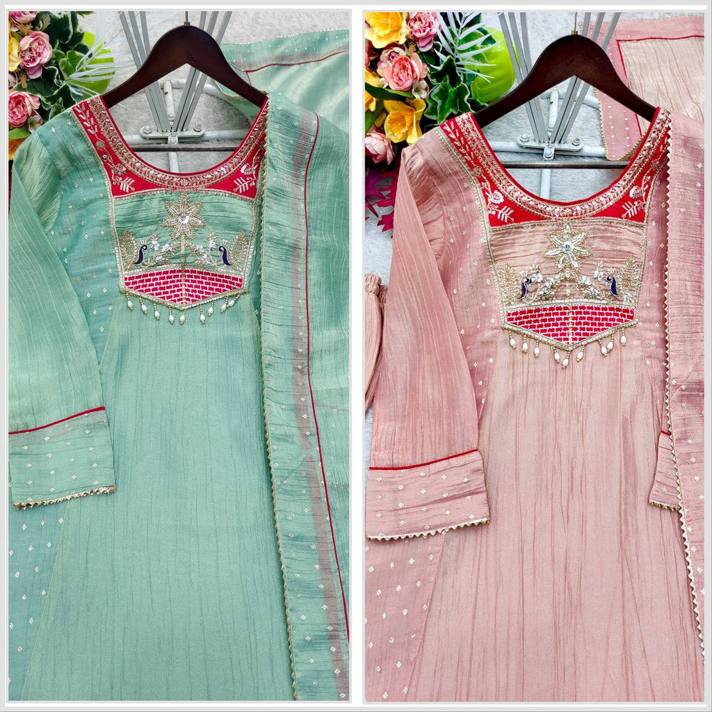 Trending A-Line Cut Salsa Silk Kurta Set