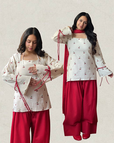 Beautiful Cherry Bow Farshi Salwar Suit