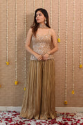 Golden Embroidered Pleated Sharara Set