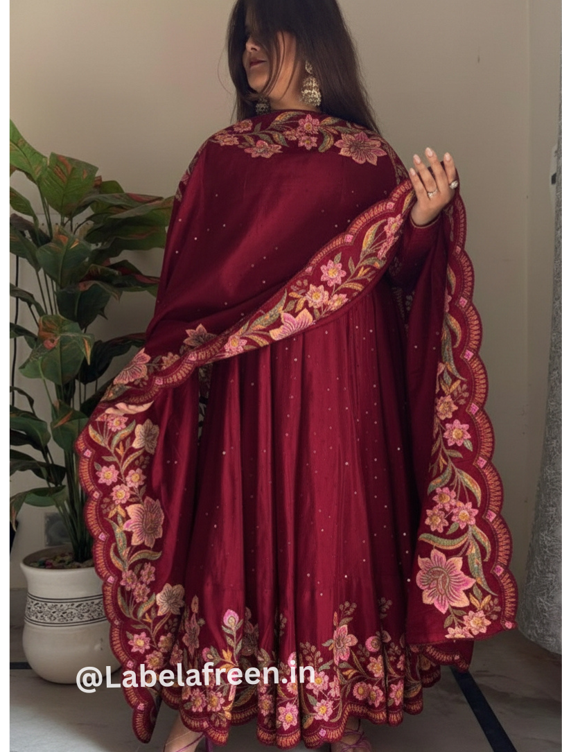 Embroidered Tissue Silk Traditional Dress