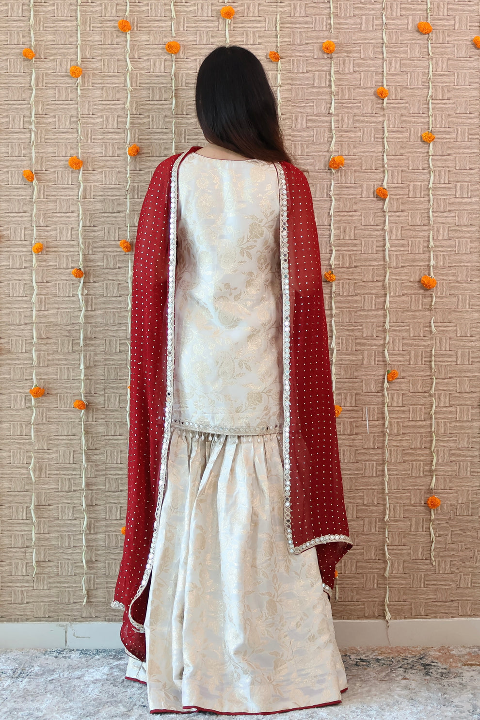 Off-White Banarasi Gharara Set