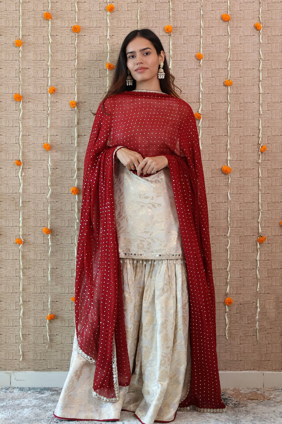 Off-White Banarasi Gharara Set