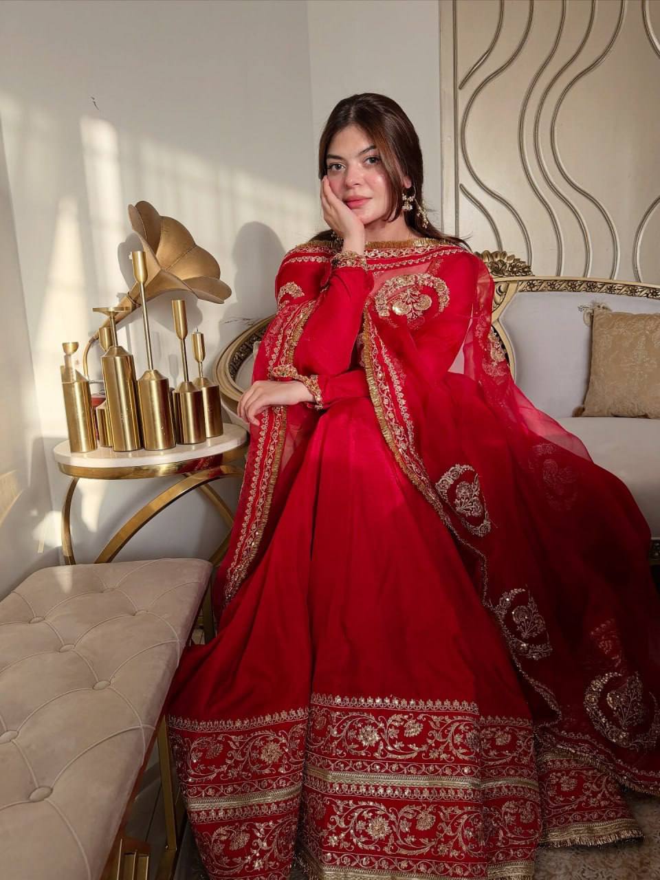 Beautiful Embroidered karwachauth Special Anarkali Suit
