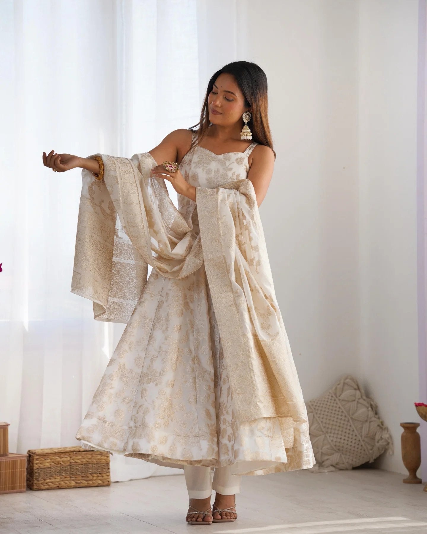 Classic Banarasi Jacquard Silk Anarkali Suit Set