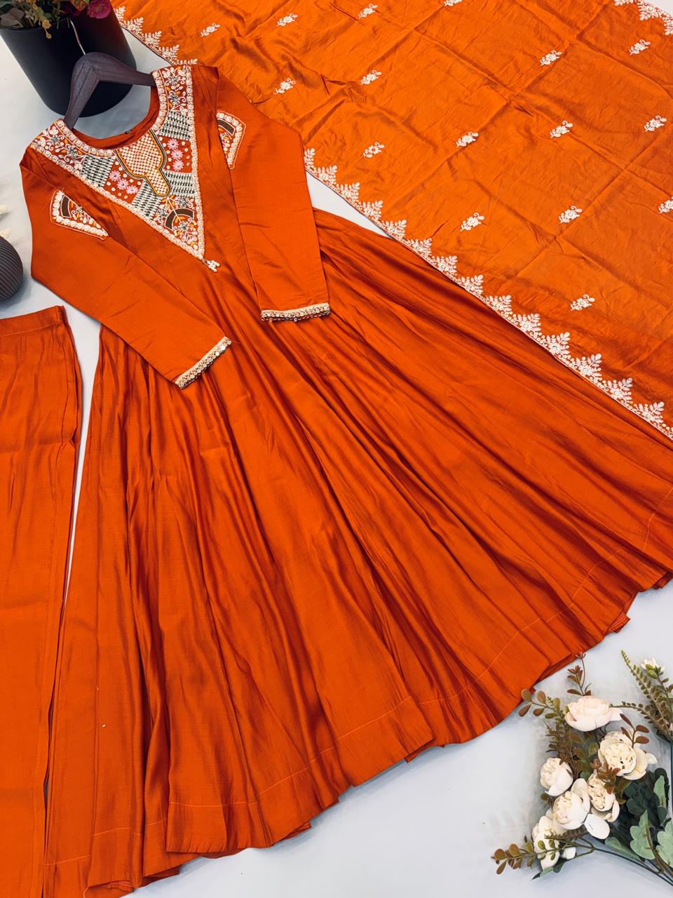 Elegant Embroidered Work Anarkali Suit Set