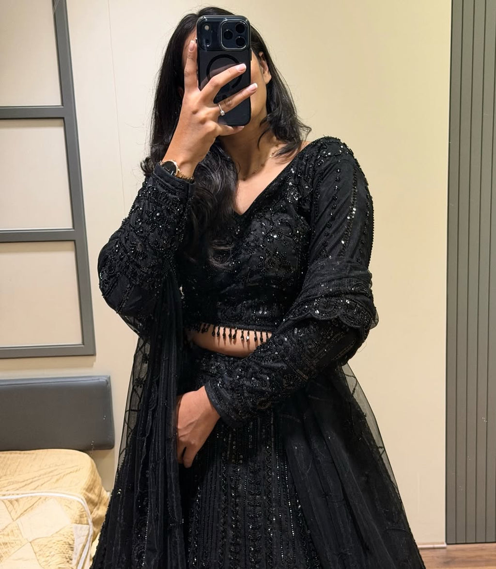 Premium Soft Net Black Lehenga Set