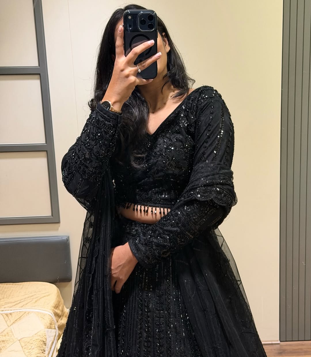Premium Soft Net Black Lehenga Set