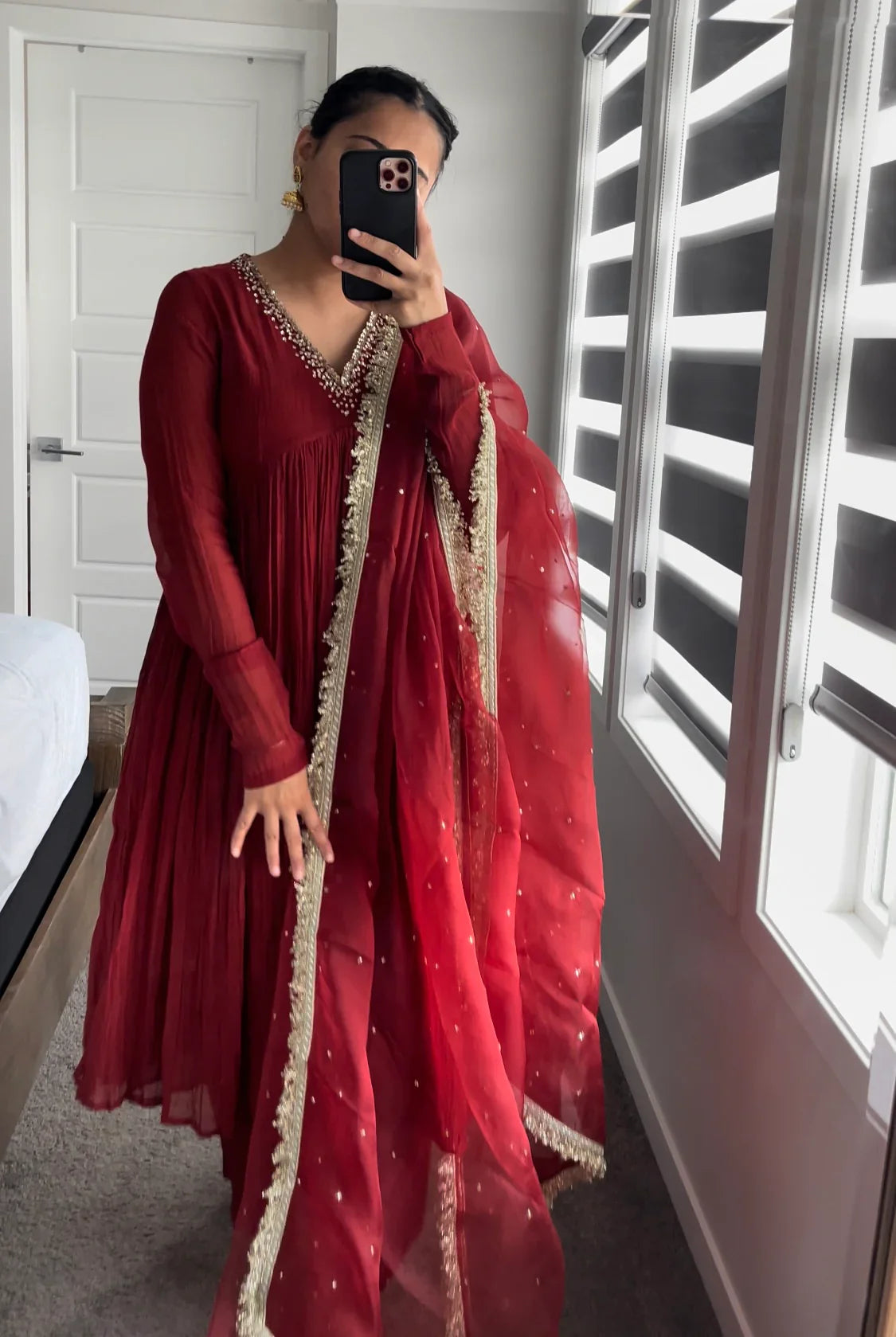Mul Cotton Hand Work Anarkali  Suit Set