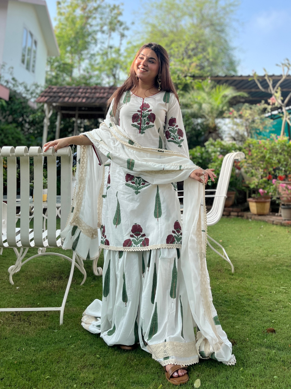 Gulshan Handblock Cotton  Sharara Suit  Set