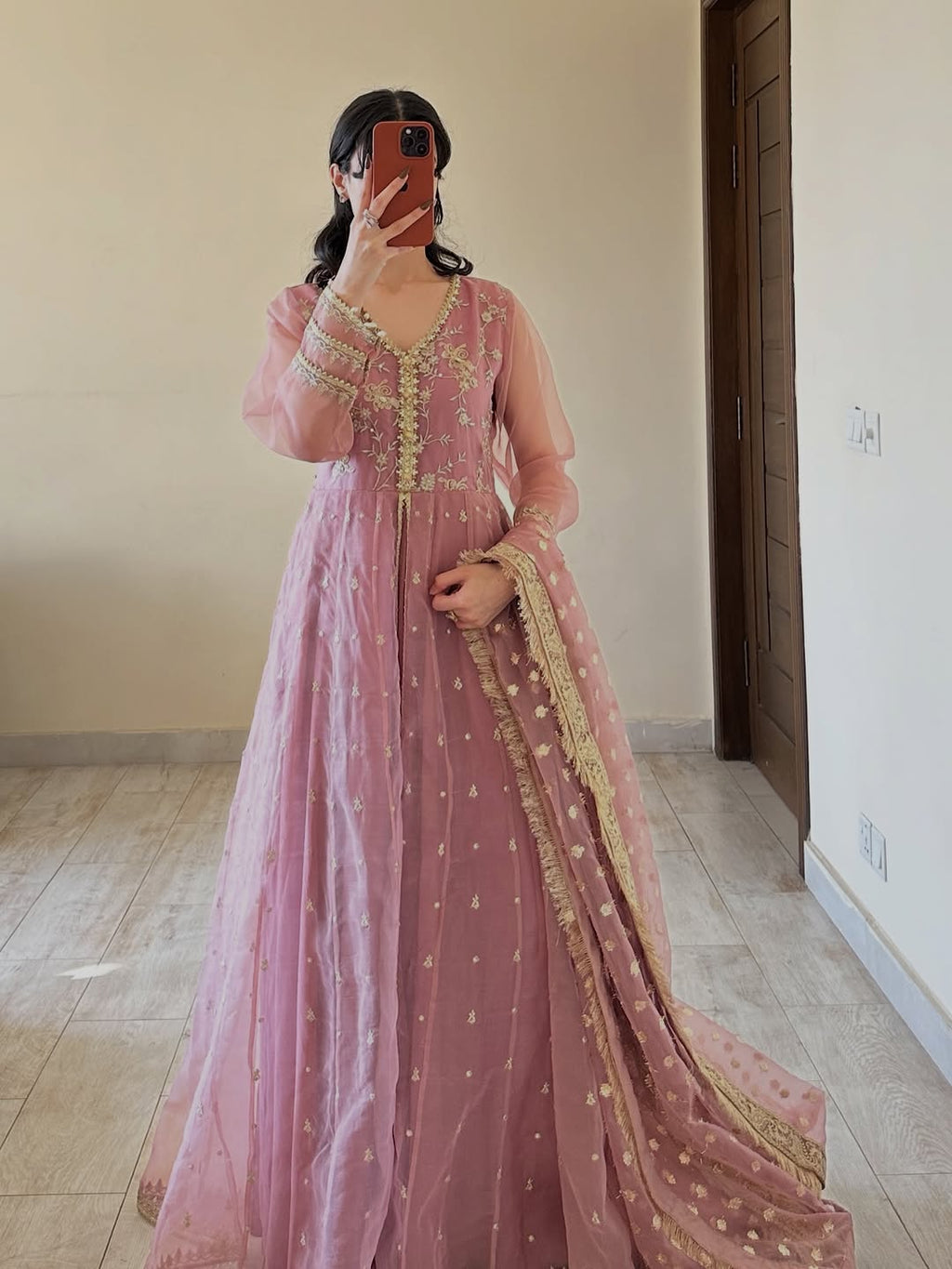 Blush Pink Embroidered Anarkali Set