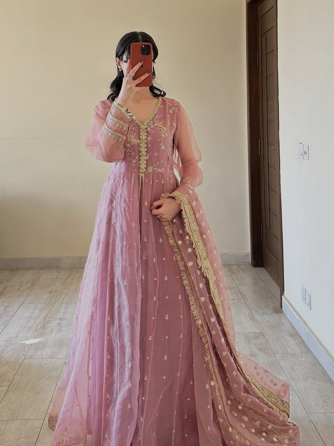 Blush Pink Embroidered Anarkali Set