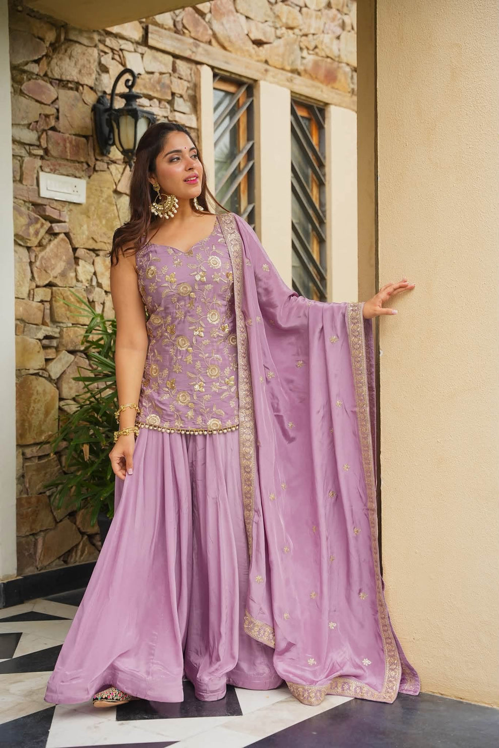 Beautiful Embroidered Sharara Suit Set