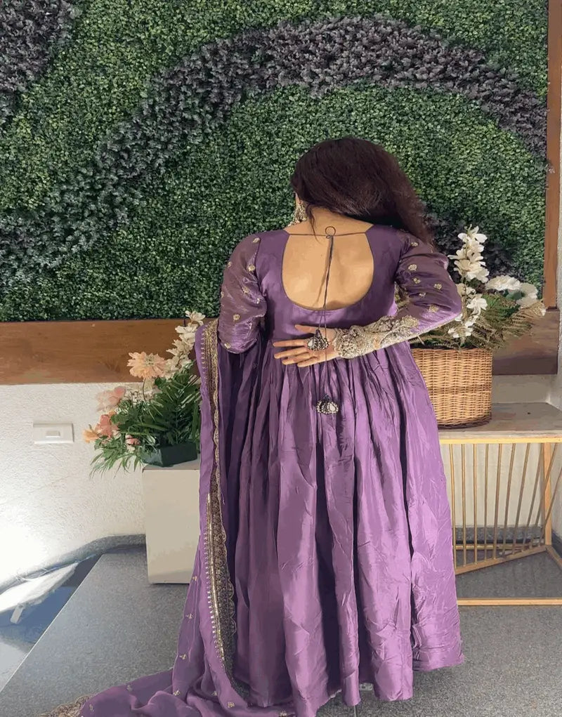 Purple Zardosi Anarkali Suit Set ❤️