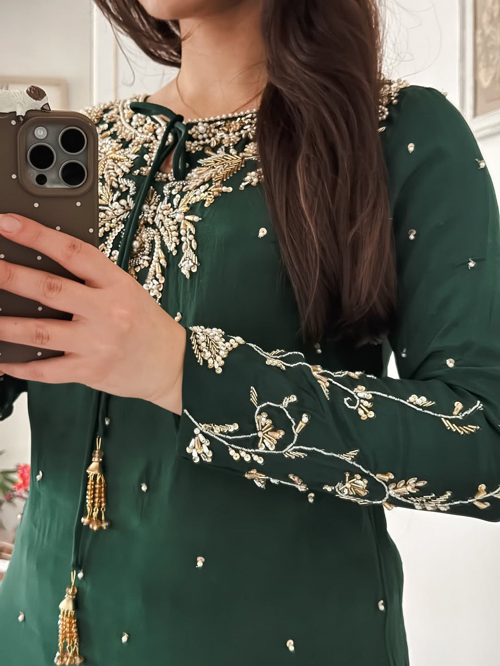 Emerald Green Pleated Sharara Set