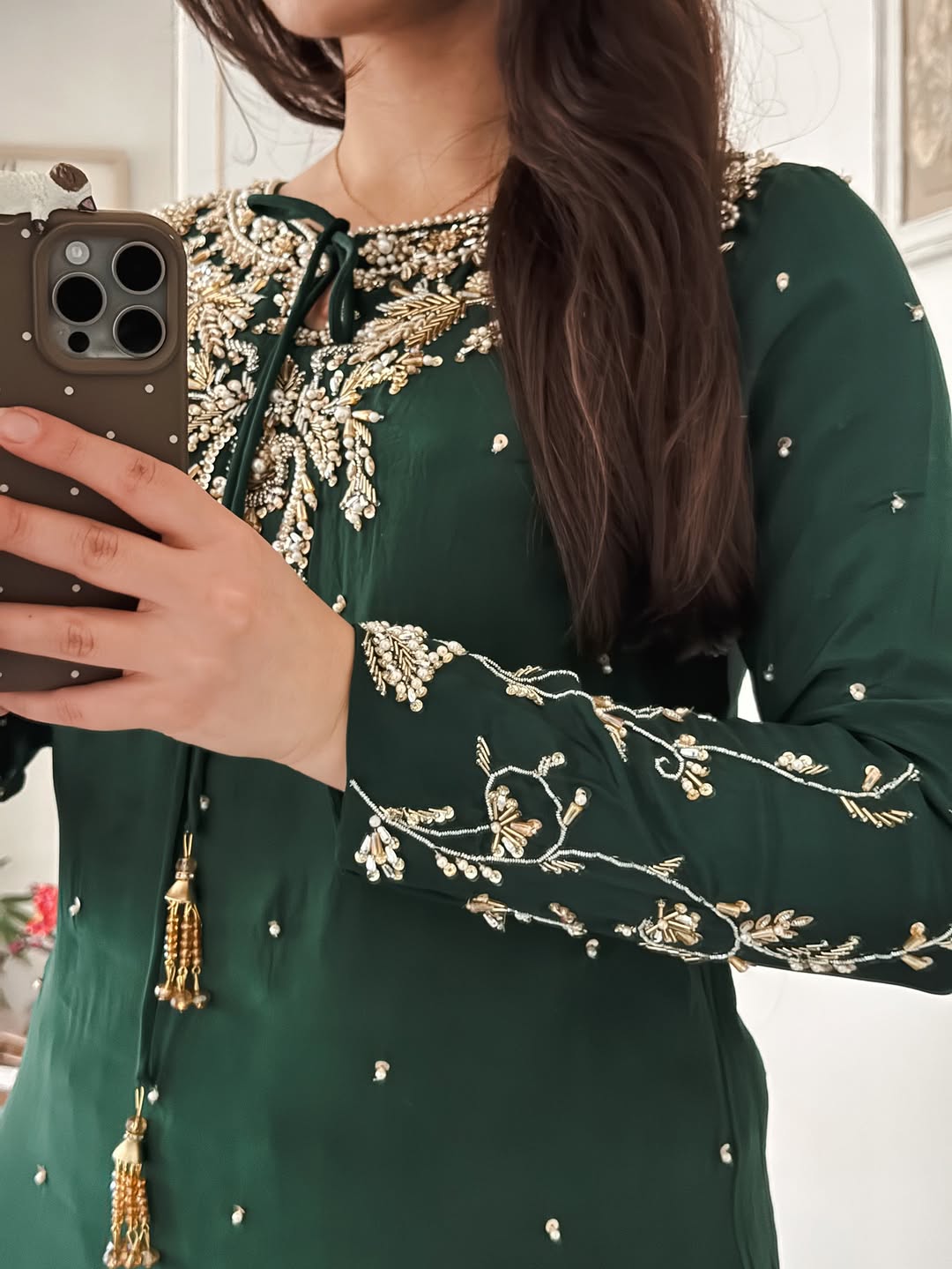 Emerald Green Pleated Sharara Set
