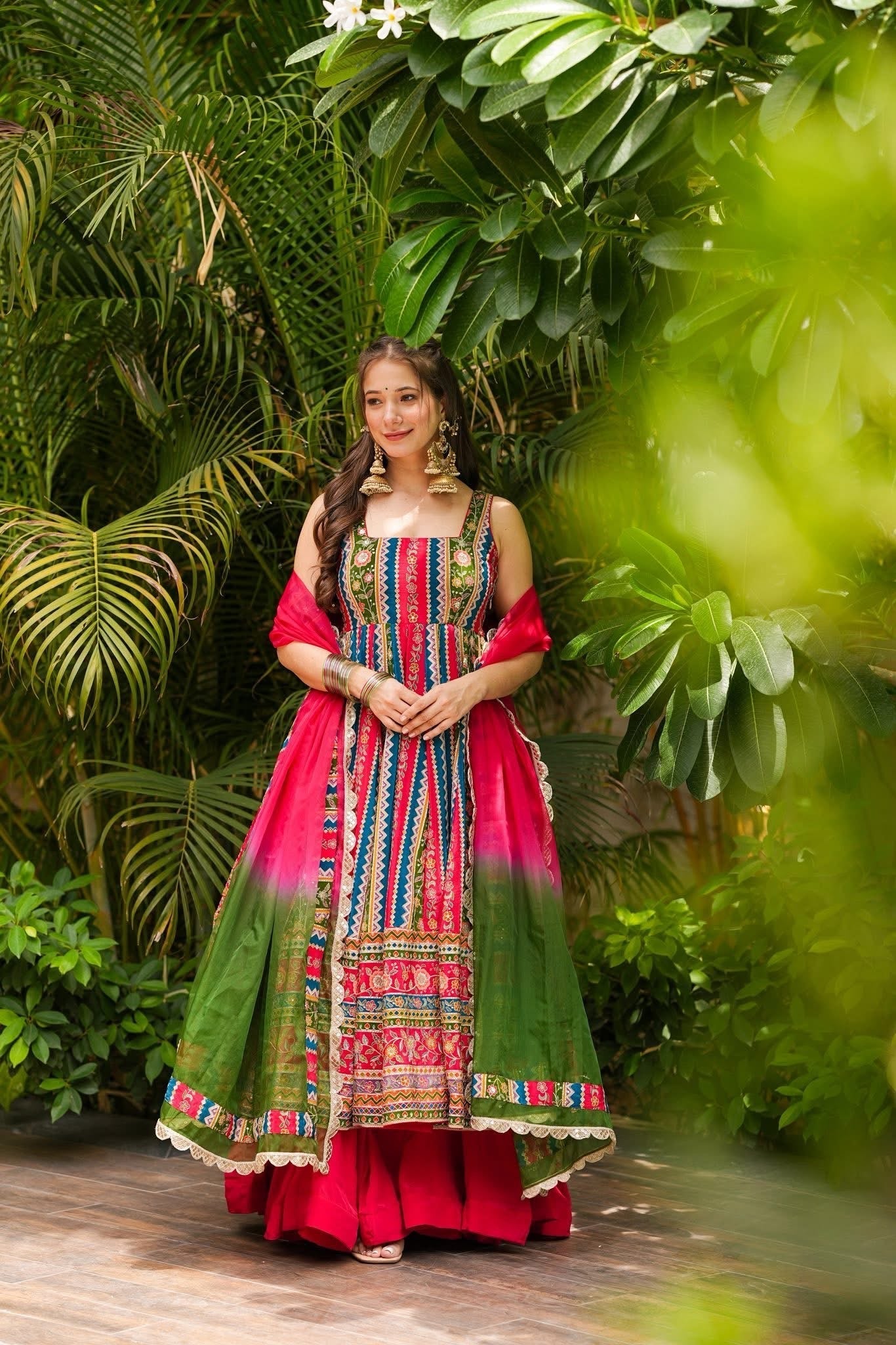 Traditional Heavy Embroidered Work Anarkali Suit Set