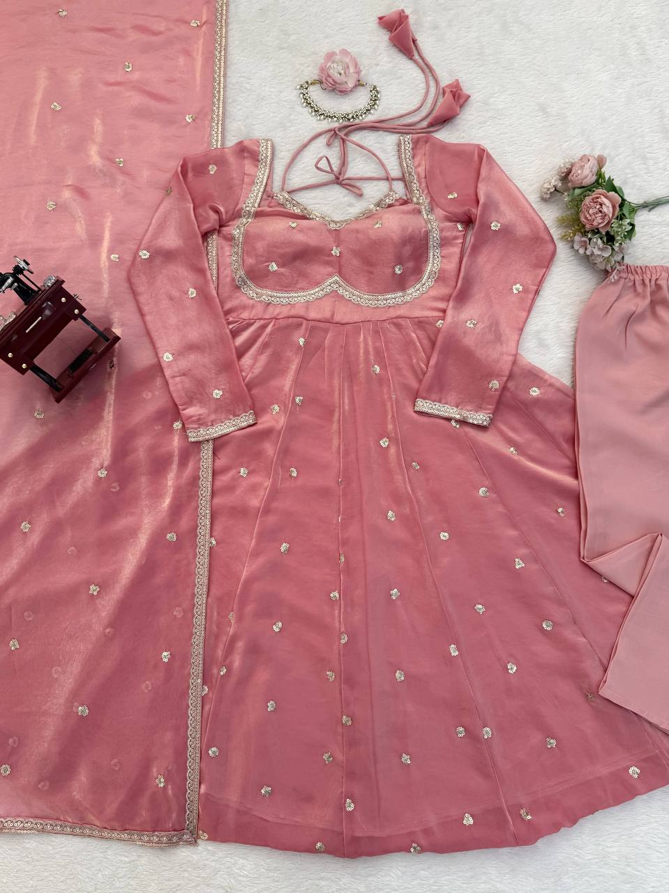 Glamorous Pink Ethnic Embroidered Anarkali Suit