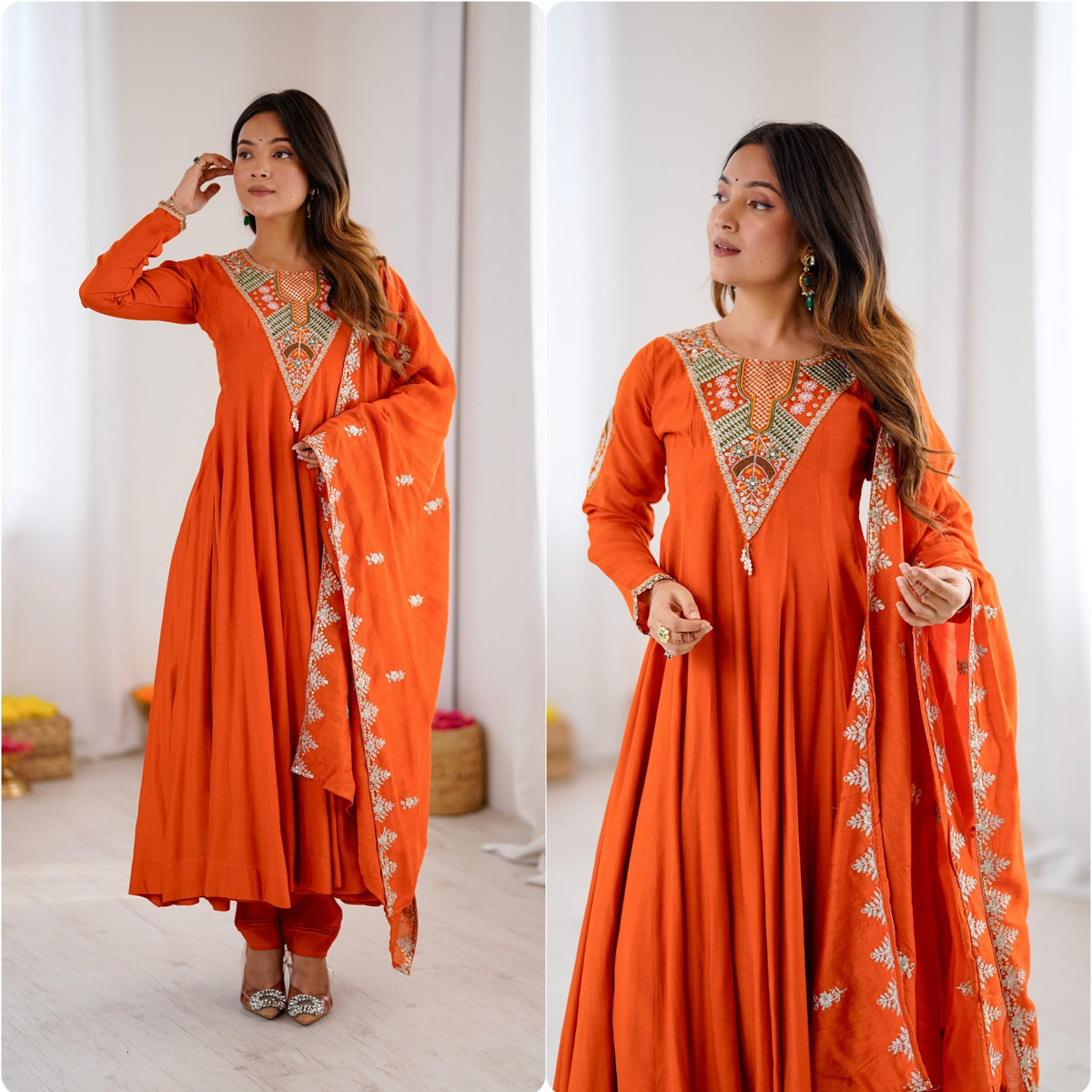 Elegant Embroidered Work Anarkali Suit Set