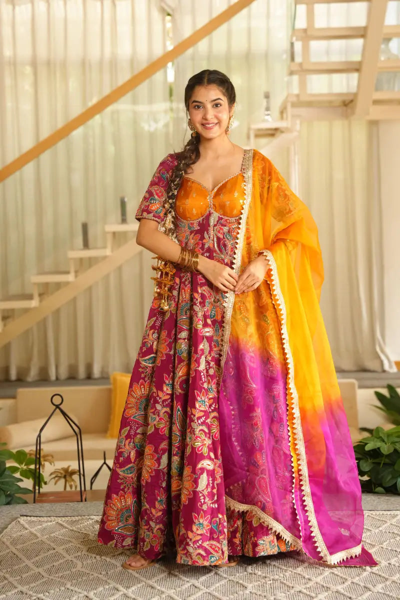 New Arrival Embroidered Anarkali Suit Set