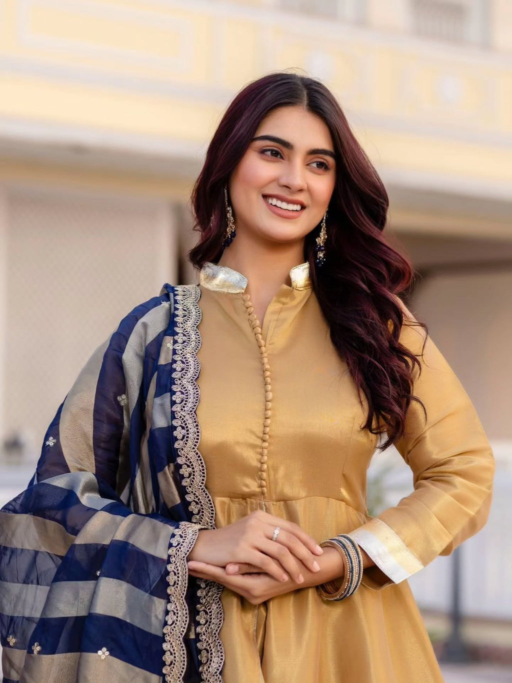 Beautiful Banarsi Viscose Silk Anarkali Suit Set