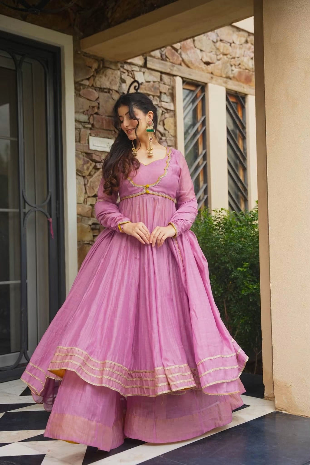Beautiful Chanderi Anarkali Suit Set ❤️