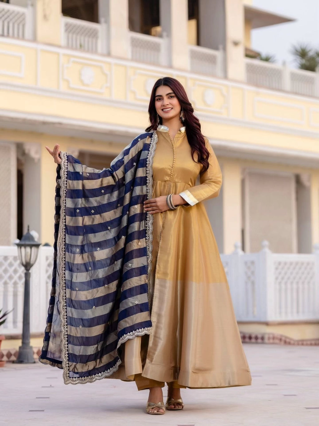 Beautiful Banarsi Viscose Silk Anarkali Suit Set