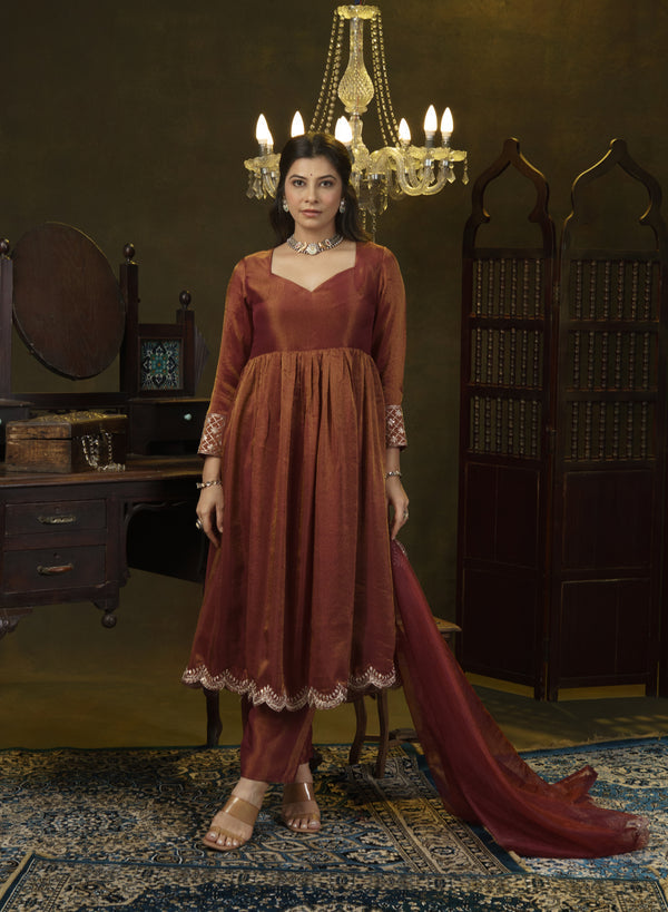 Maroon Anarkali Dress With Dupatta