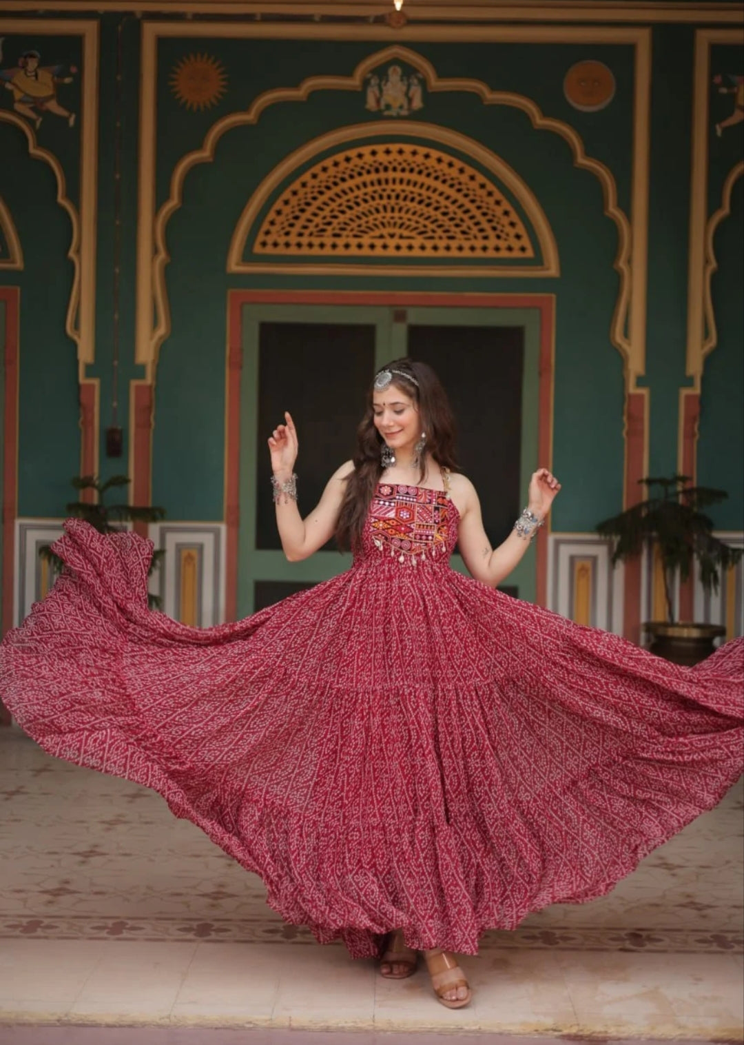 Navratri Special Bandhani Print Work Gown