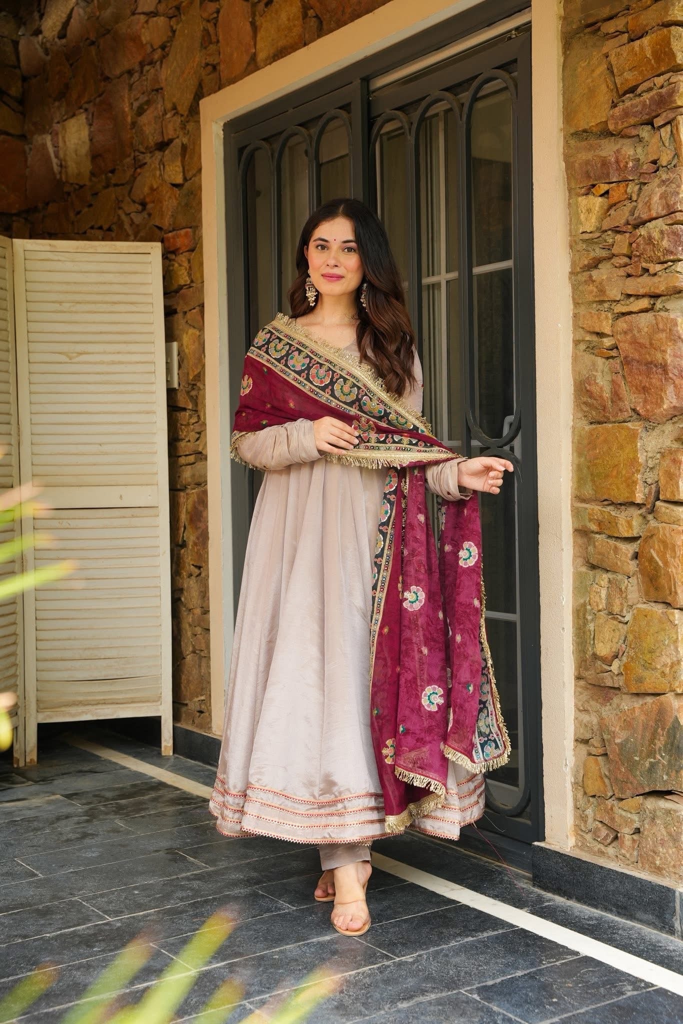 Beautiful Cosmos Silk Anarkali Suit Set