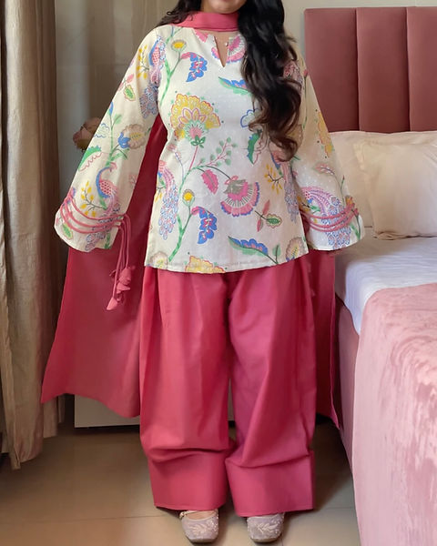 Beautiful Printed Cotton Farshi Suit Set