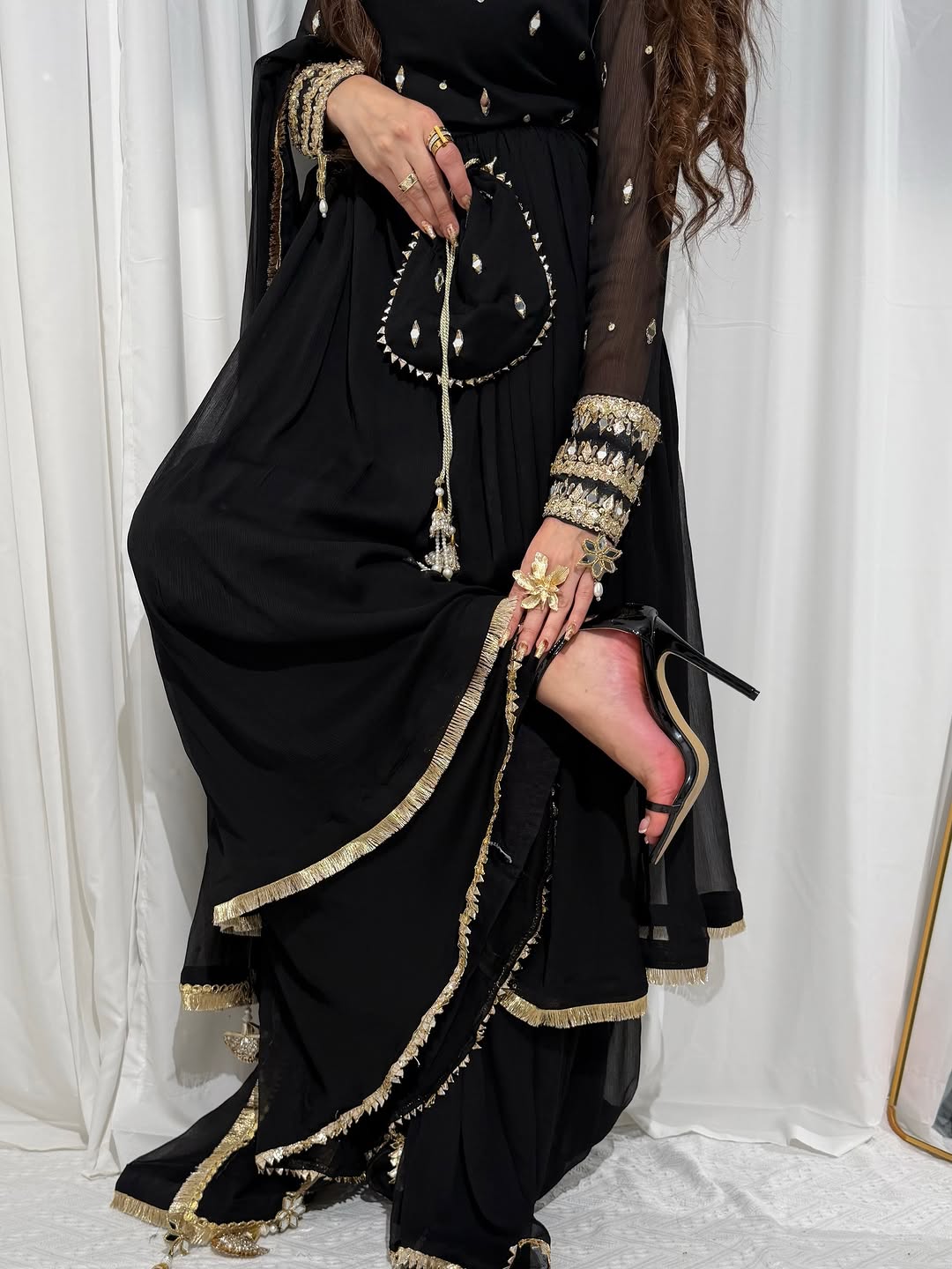 Midnight Black Festive Anarkali Suit Set